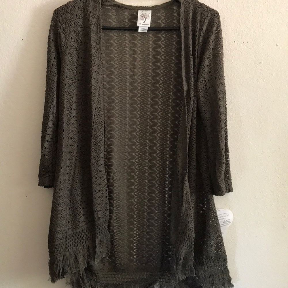 Olive green knit cardigan